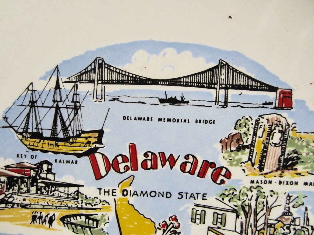 Vintage DELAWARE Plate Collectors USA Plate Memorabilia Plates Etsy