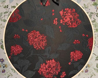 Enamel Pin Hoops -Black and Red Hydrangea