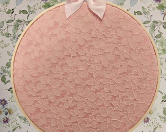 Enamel Pin Hoops -Pink Lace w/Glitter