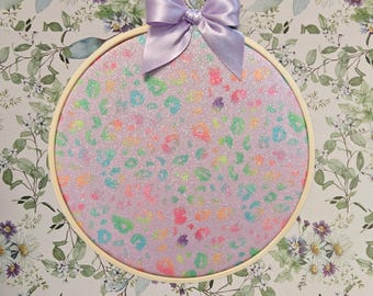 Enamel Pin Hoops -Lavender Glitter Rainbow Leopard Print