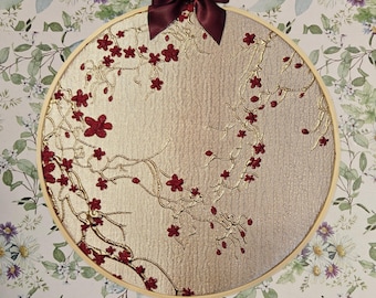Enamel Pin Hoops -Gold Blossom Brocade