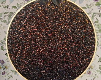 Enamel Pins Hoops - Black and Orange/Gold Glitter