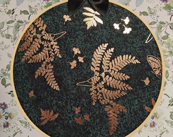 Enamel Pin Hoops -Green and Gold Ferns