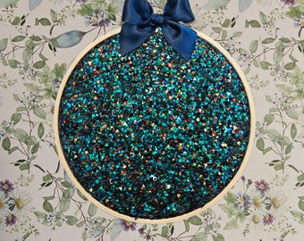 Enamel Pins Hoops - Choppy Teal Glitter