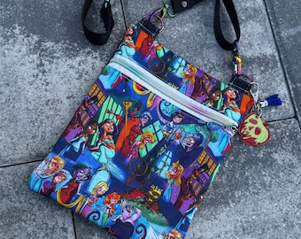 Disney x Tim Burton Axelremsväska | Återvunnen denim | Handgjord unik handväska med specialdesignad nyckelring