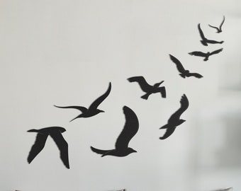 Flying Birds Wall Art Decor, Wood Bird Art, Wood Bird Silhouette, Wood Birds Wall Decor, Wood Black White Birds, Birds Home Decor, Freedom