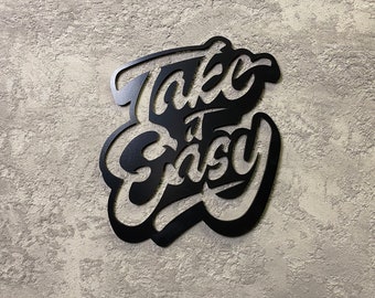 Take it Easy Wood Sign, Wood Wall Art, Wall Quotes, Home Decor Wall Art, Custom Wood Words, Wooden Word Cutout Phrases, Relaxing Wall Decor