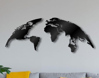 World Map  Silhouette Wooden Wall Art, Map Wood Decor, Living Room Wall Art, Map Wall Art, Farmhouse Wall Art, Bedroom Wall Art