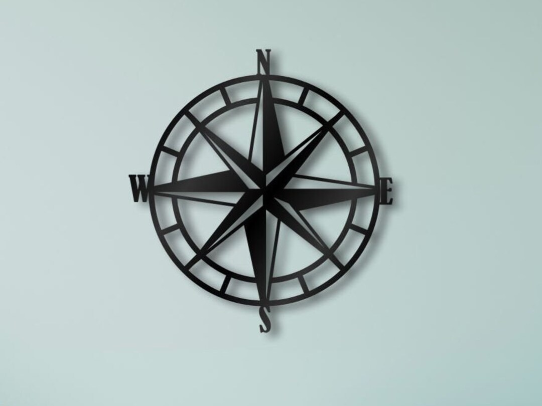 Compass Wooden Wall Art Compass Wood Decor Living Room Wall Etsy