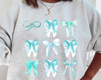 Coquette Dental Sweatshirt Girly, Dental Hygiene Shirt, Dental Assistant Shirt, Orthodontic Shirt, Dental Hygiene Gift