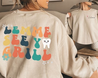 Personalized Dental Sweatshirts, Personalized Dentist Sweater, Dental Custom Hygiene Sweatshirt, Dental Assistant Crewneck, Tooth Sweatshirt