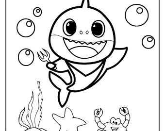 Baby Shark Coloring Etsy Baby Shark Coloring Etsy