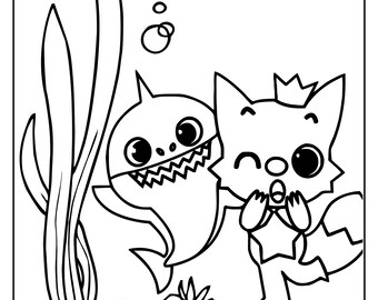 Baby Shark Coloring Etsy Baby Shark Coloring Etsy