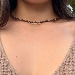 Tigers Eye necklace Crystal Choker Crystal Beaded choker healing chakra jewelry beaded choker necklace