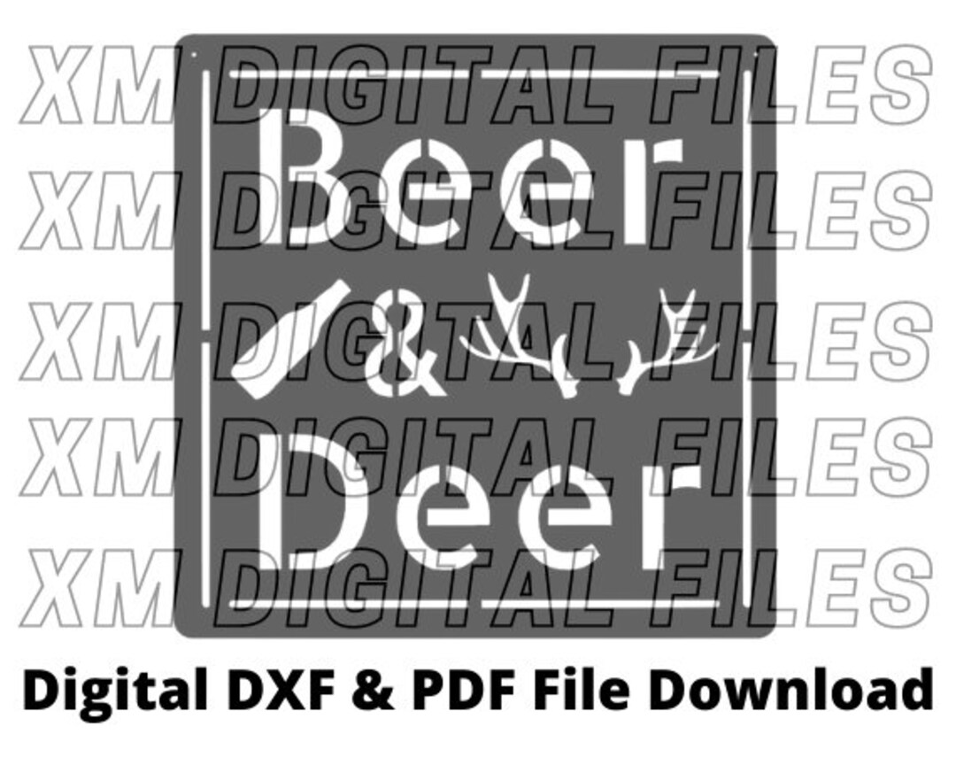 Beer & Deer DXF File, Dxf Digital Download, Scaled DXF File, Wall Art File, Downloadable File