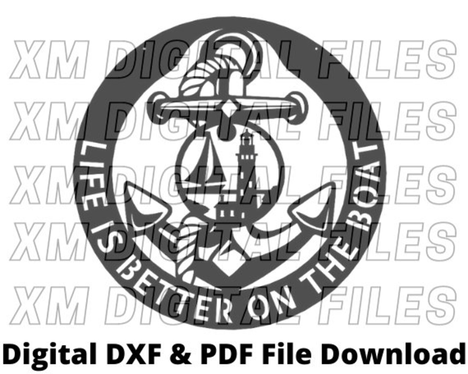 Anchor DXF File, Anchor PDF Drawing, Boat Digital Download, Scaled DXF