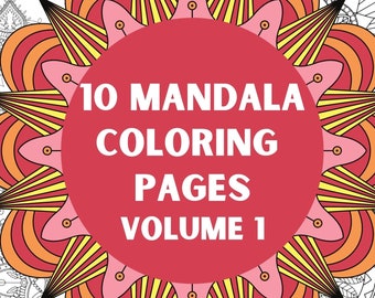 Libro para colorear Mandala PDF - Volumen 1 - 10 diseños para imprimir desde casa con esta descarga digital