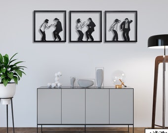 Pulp Fiction Dancing Couple Metal Wall Art - Set of Three