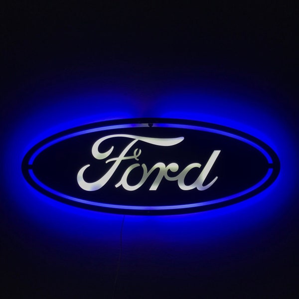 Ford Metal Led Sign, Ford Garage Decor, Ford Neon Sign, Car Decor, Ford Led Logo, Ford Sign Galery Decor, Mancave Decor, Father's Day Gift