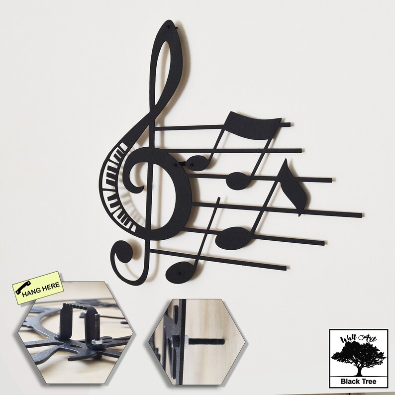 Sol Key Music Notes Treble Clef With Music Notes Metal Music Etsy