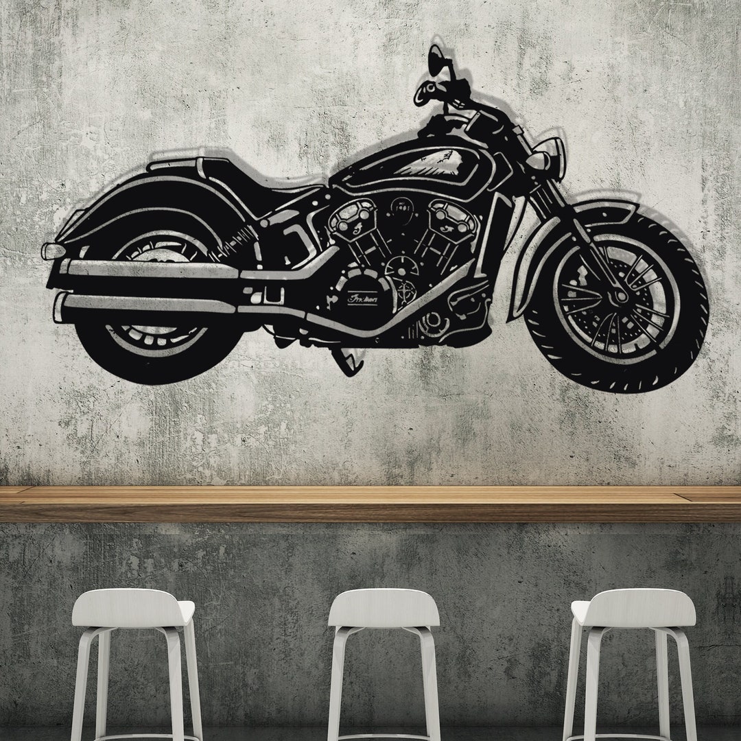 Motorcycle Metal Wall Art: Cafe Racer Mancave Decor - Etsy