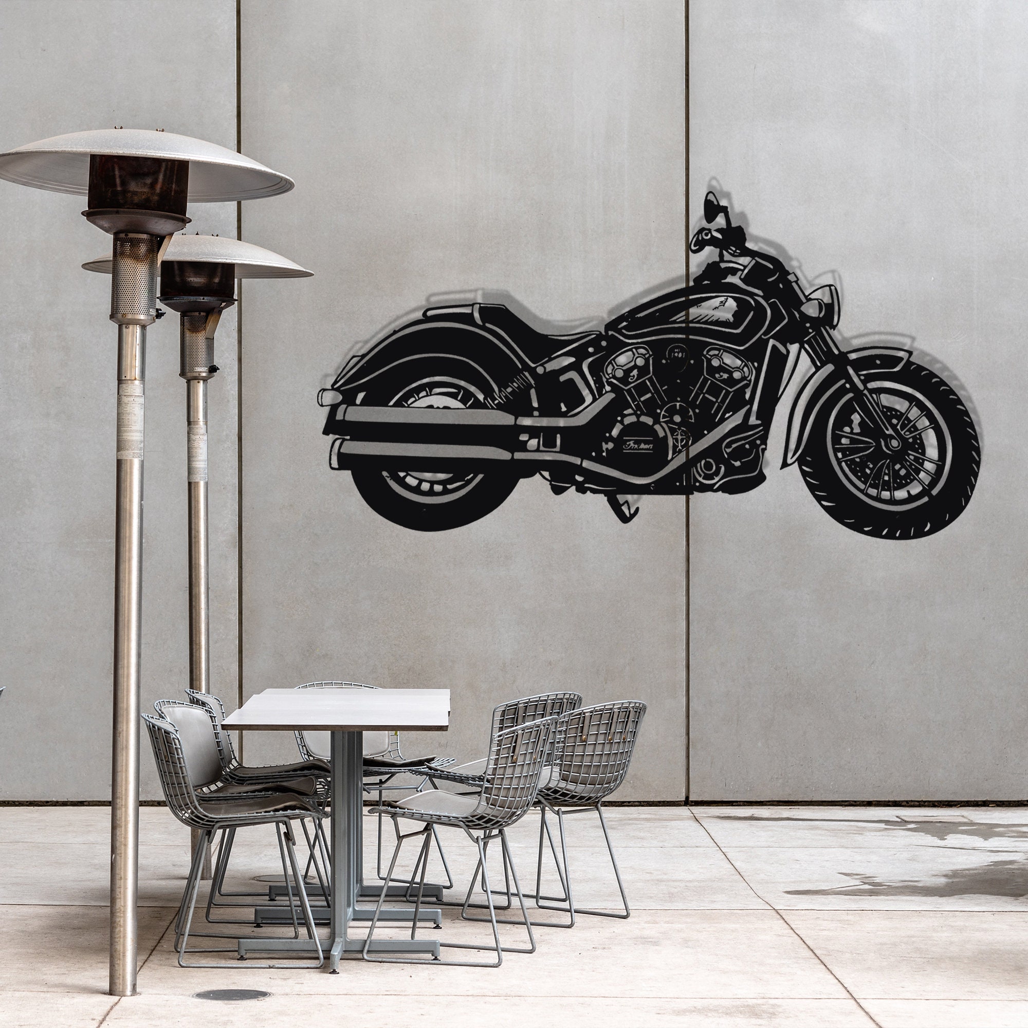Motorcycle Metal Wall Art: Cafe Racer Mancave Decor - Etsy
