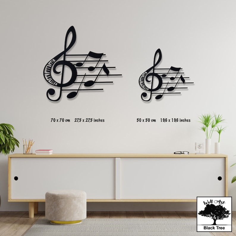 Sol Key Music Notes Treble Clef With Music Notes Metal Music Etsy