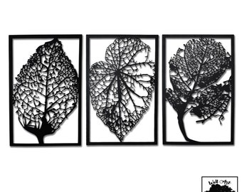 Arte de pared de hoja de metal: Escultura de sombra 3D, juego de 3