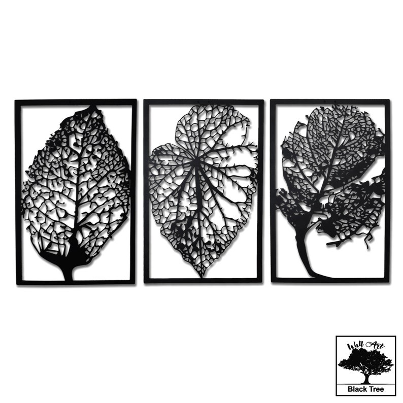 METAL LEAF WALLART Set of 3 Wall Art Dried Leaves Art Metal Etsy