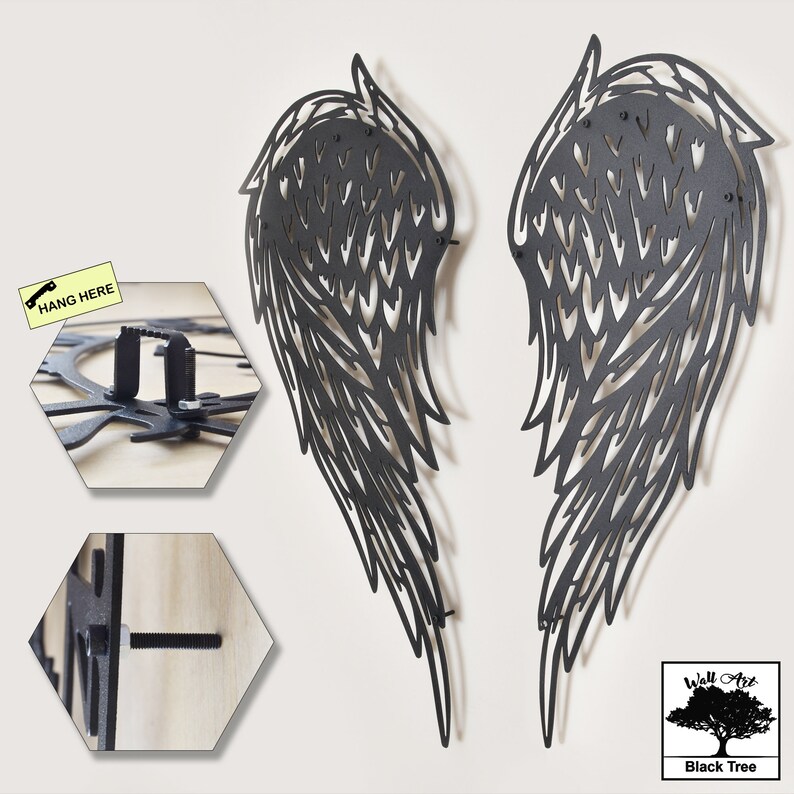 Angel Wings Metal Wall Decor Metal Wall Art Large Angel Etsy