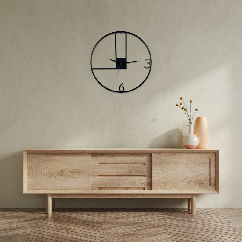 Minimalist Oversize Metal Wall Clock: Silent Modern Art Decor - Etsy