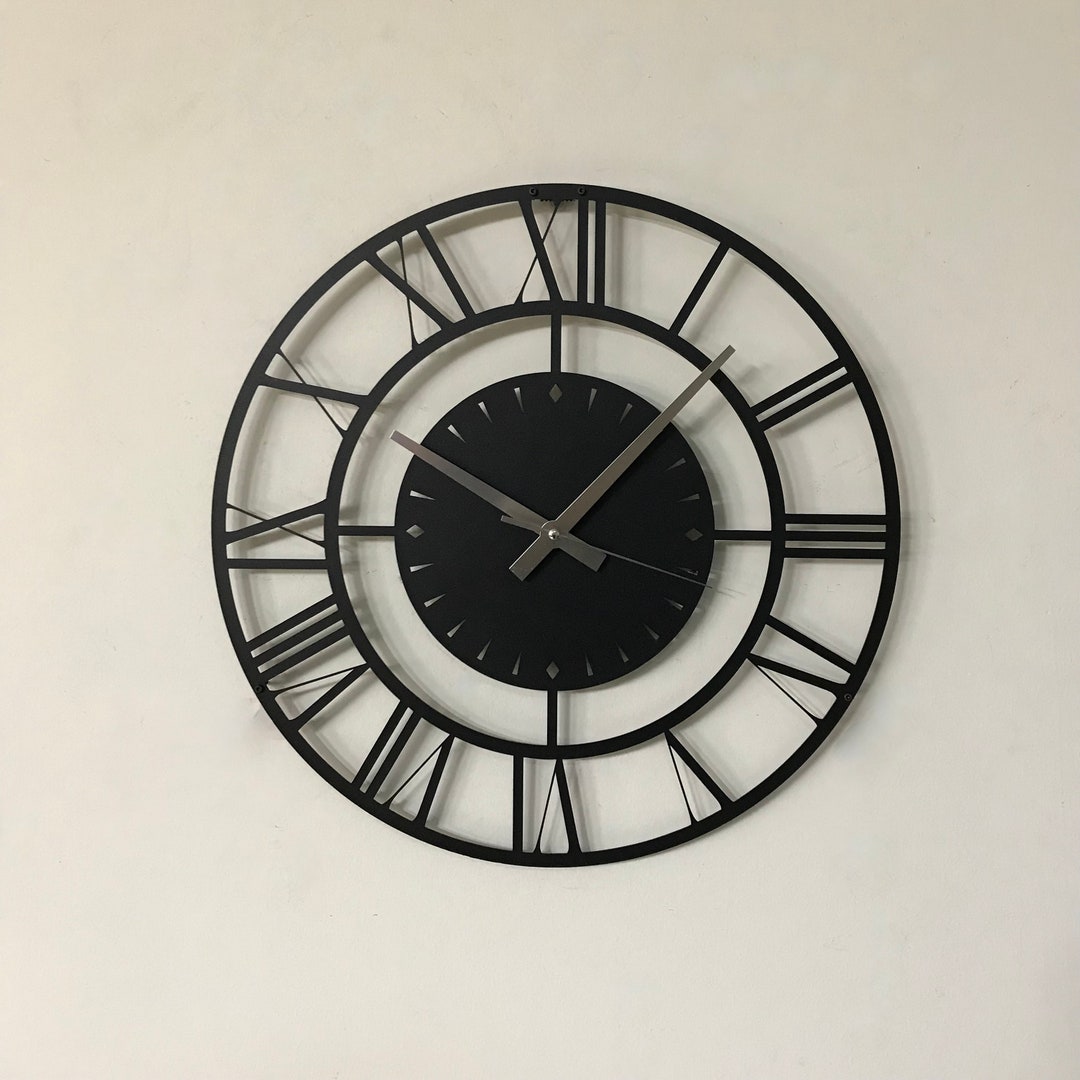 ROMAN NUMERAL Metal Wall CLOCK, Modern Wall Clock, Oversized Wall Clock