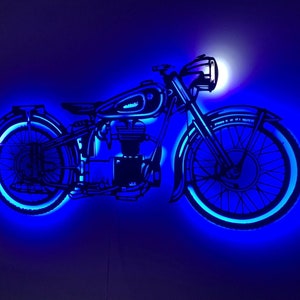 Decorazione LED in metallo per motociclette, decorazione murale per motociclette Harley, arte murale in metallo per motociclette, decorazione per caverna maschile, regalo per la festa del papà, decorazione per garage