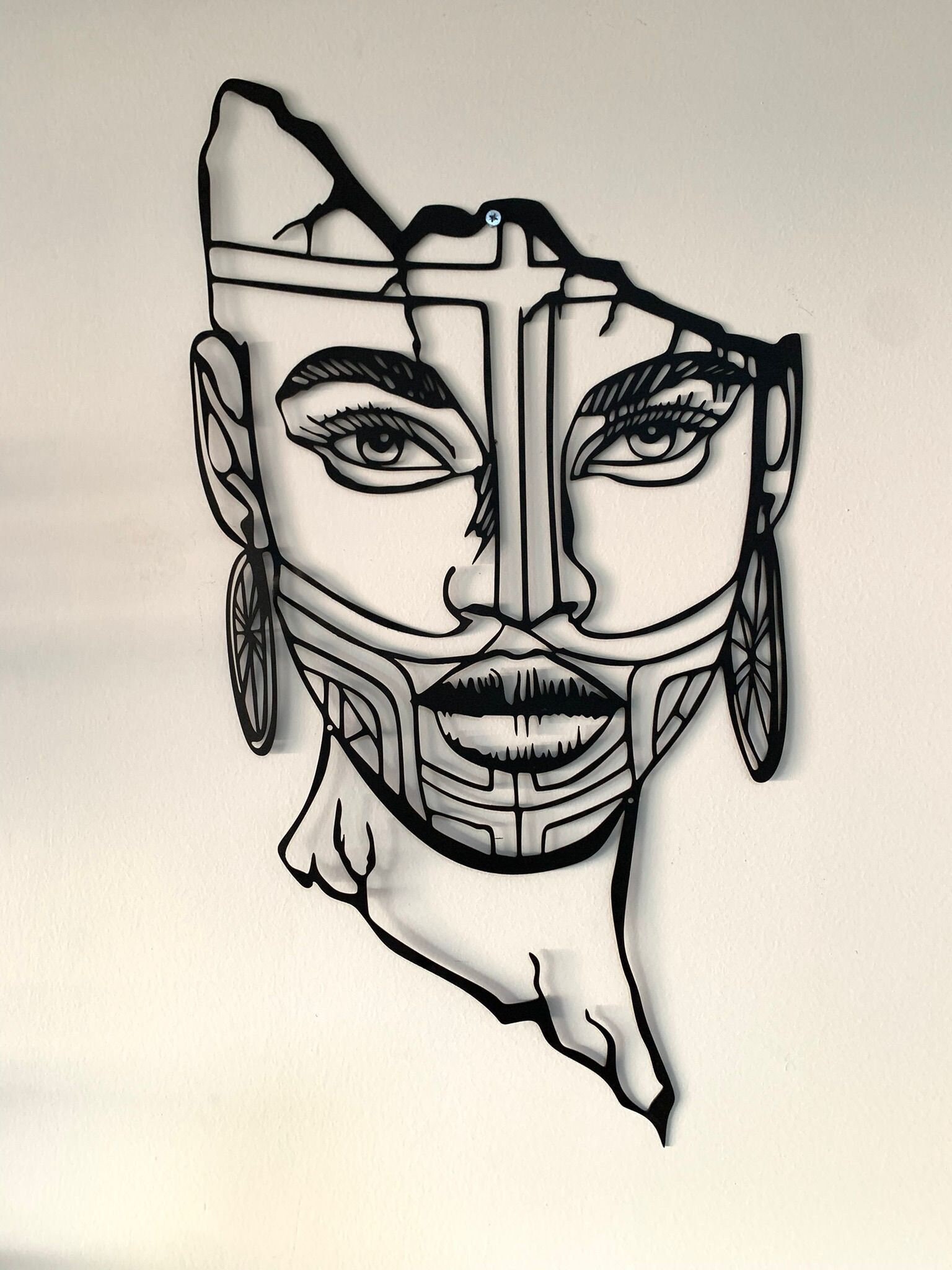 African Lady Metal Wall Decor Broken Women Face Wall Decor Etsy