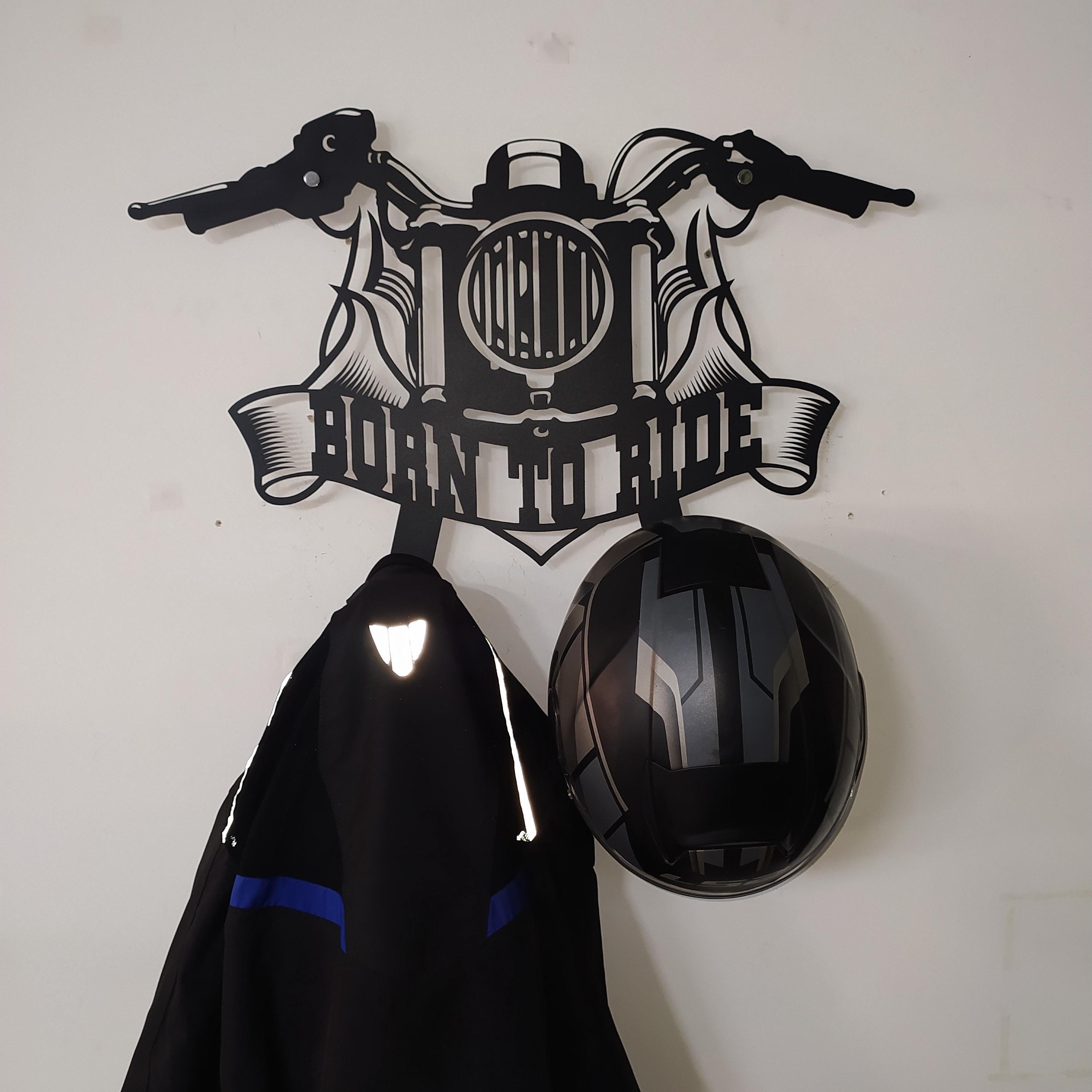 Born To Ride Metal Jacket & Helmet Holder, Harley Davidson Gift for Him, Rider Metal Jacket Holder, Mancave Decor, Christmas Gift For Him