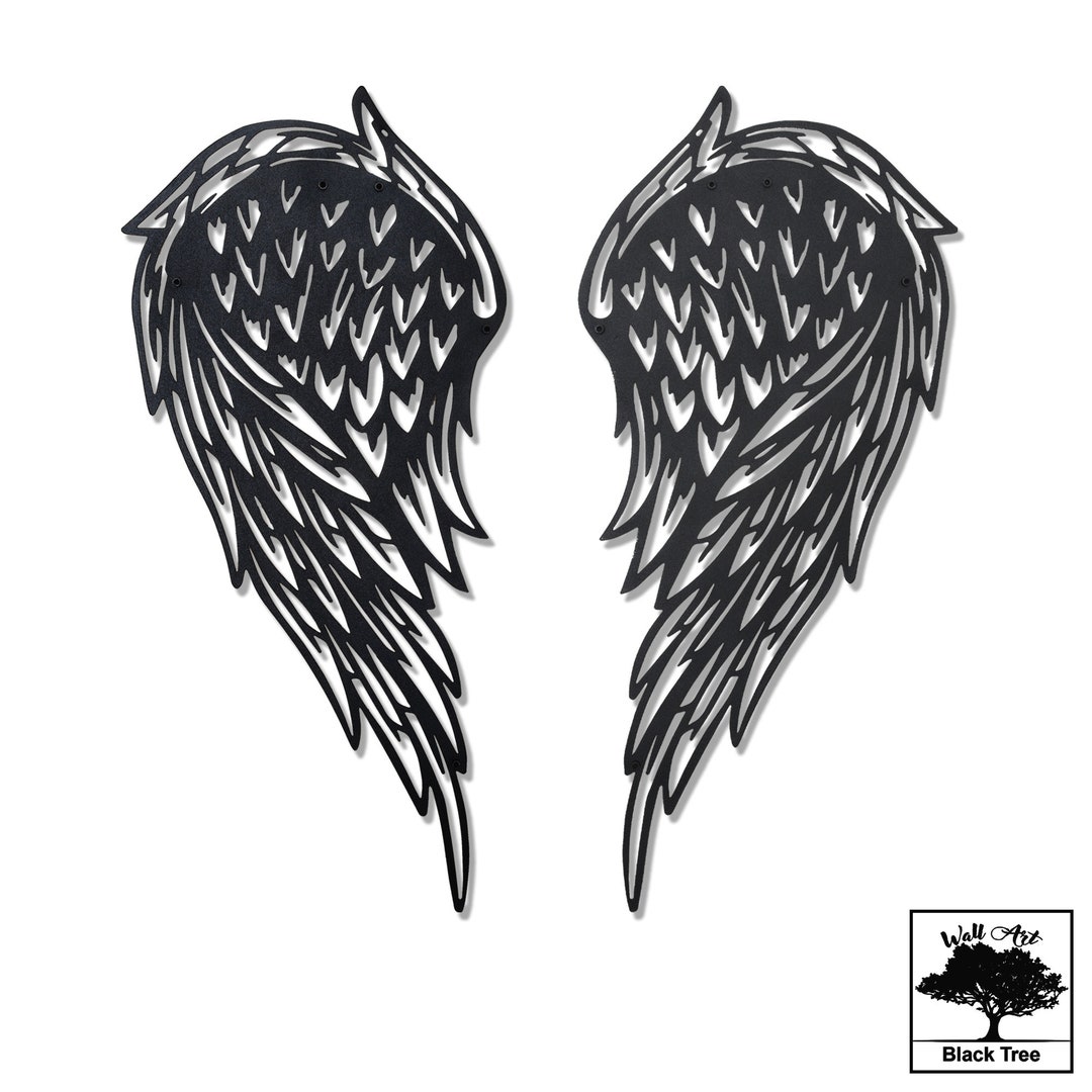 Angel Wings Metal Wall Decor, Metal Wall Art, Large Angel Wings, Black
