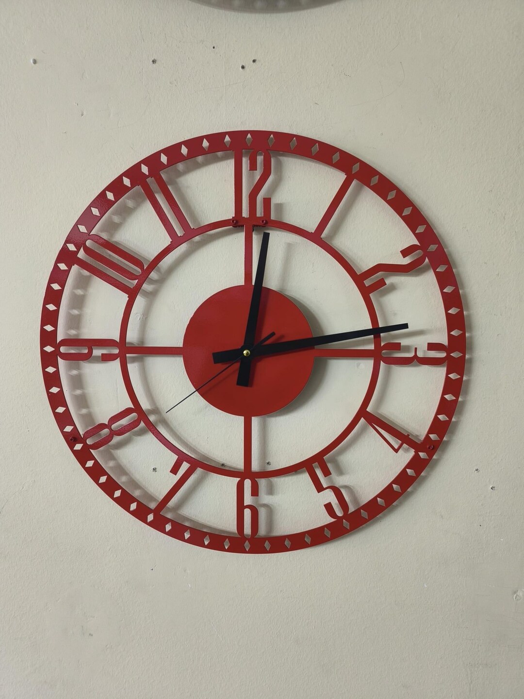 Red Metal Wall Clock: Oversized Colorful Home Decor - Etsy