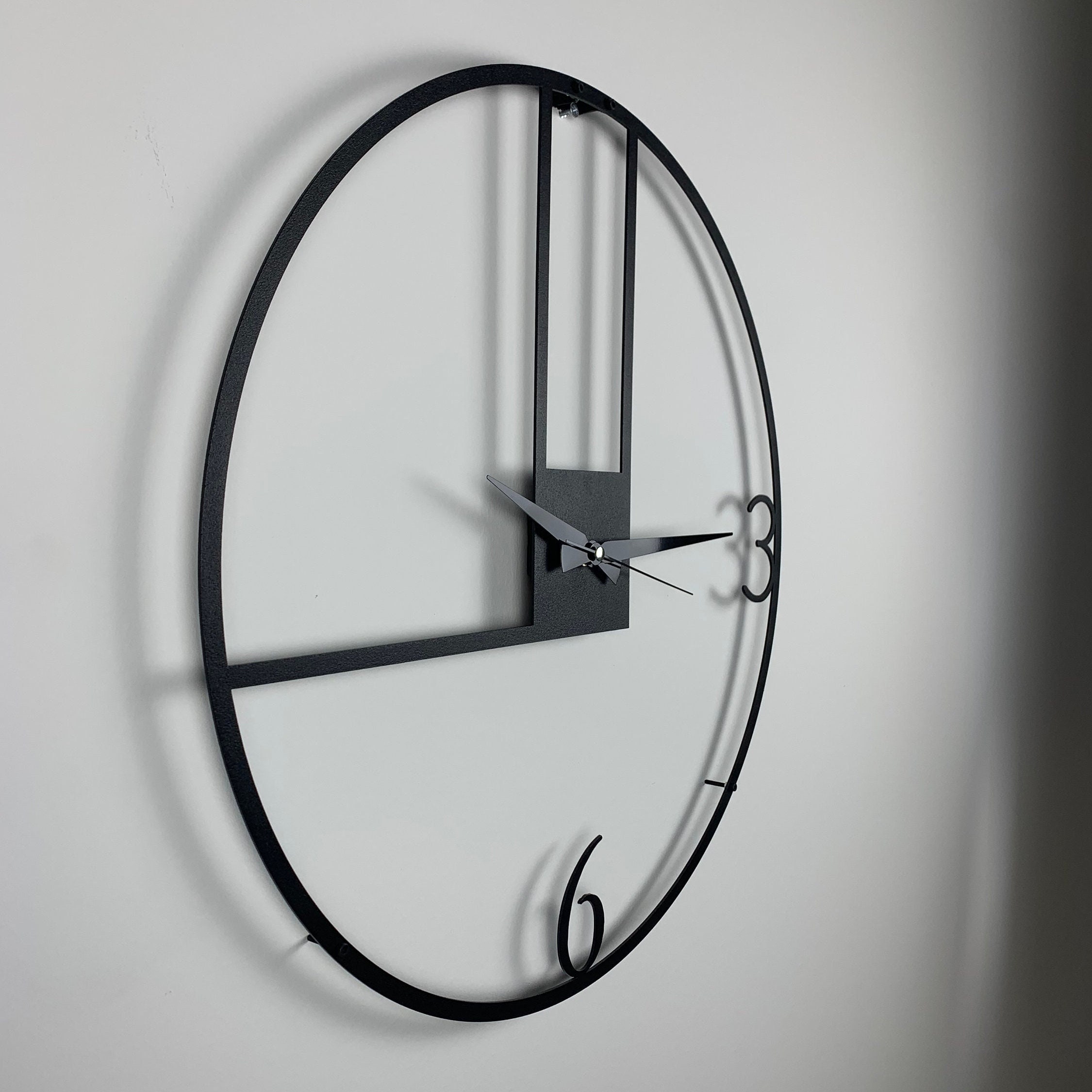 Minimalist Oversize Metal Wall Clock: Silent Modern Art Decor - Etsy