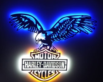 libertad Finanzas Electropositivo Harley Davidson Eagle Led Lighted Metal Wall Decor Harley - Etsy España