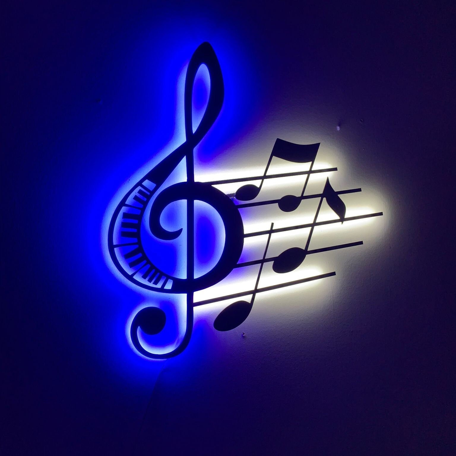 Metal Sol Key LED Sign: Music Notes Wall Art - Etsy