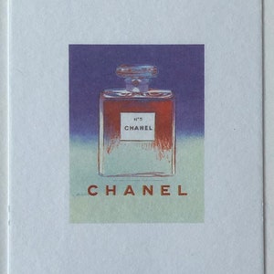 Andy Warhol, Chanel numer 5. Rzadka, oryginalna, autentyczna, zabytkowa karta perfum z 1997 r.