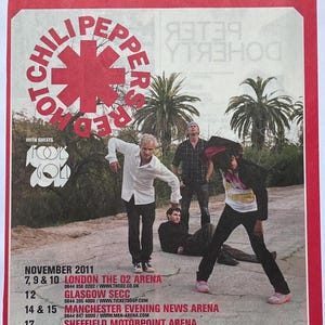 Red Hot Chili Peppers, 2011 tour. Rare, original, authentic, vintage poster from 2011