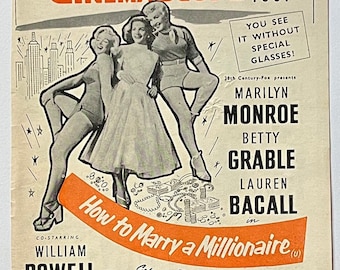 How To Marry A Millionaire. Rare, original, authentic, vintage poster from 1953