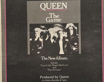 Queen, The Game. Rare, original, authentic, vintage poster from 1980
