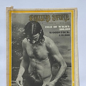 Portada del Festival de Woodstock Rolling Stone. Póster antiguo, raro, original y auténtico de 1969.