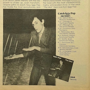 Iggy Pop, The Idiot. Rare, original, authentic, vintage poster from 1977