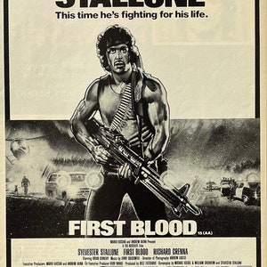Rambo: Primo sangue. Poster raro, originale, autentico, vintage del 1982