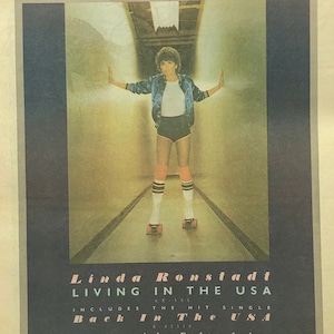 Linda Ronstadt, Living in the USA. Rare, original, authentic, vintage poster from 1978