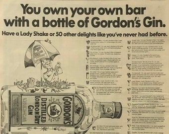 Gordon’s Gin advert. Rare, original, authentic, vintage poster from 1977