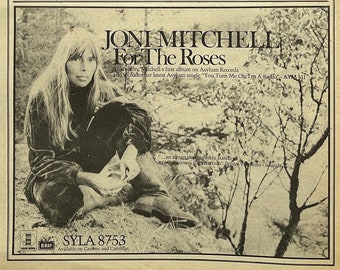 Joni Mitchell, For the Roses. Rare, original, authentic, vintage poster from 1973